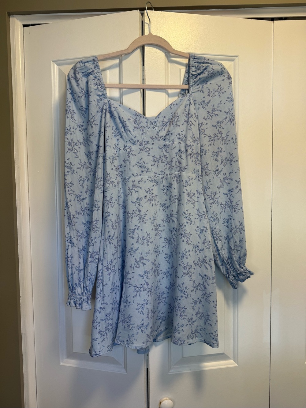 Altar'd State Powder Blue Floral Long Sleeve Dress